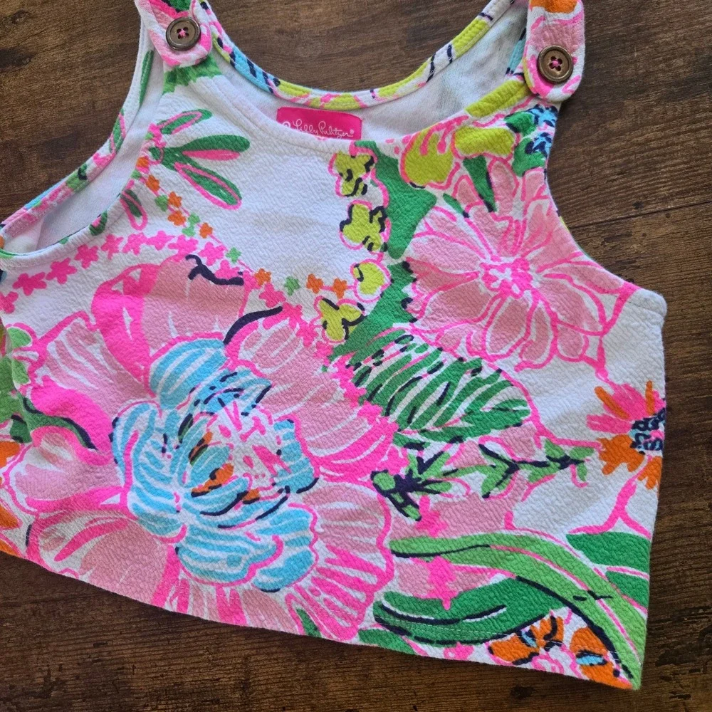 Lilly Pulitzer Target Girls Crop‎ Top Floral Pink Green Tank Size M 7/8